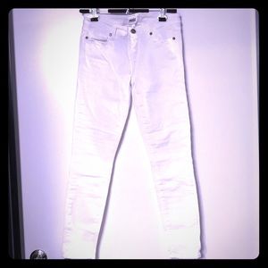 Paige denim white ankle skinny jeans